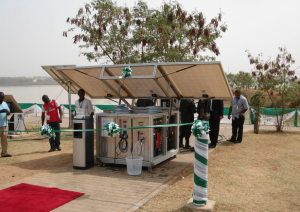 One of six solar powered water treatment systems introduced at a commission in Nigeria 